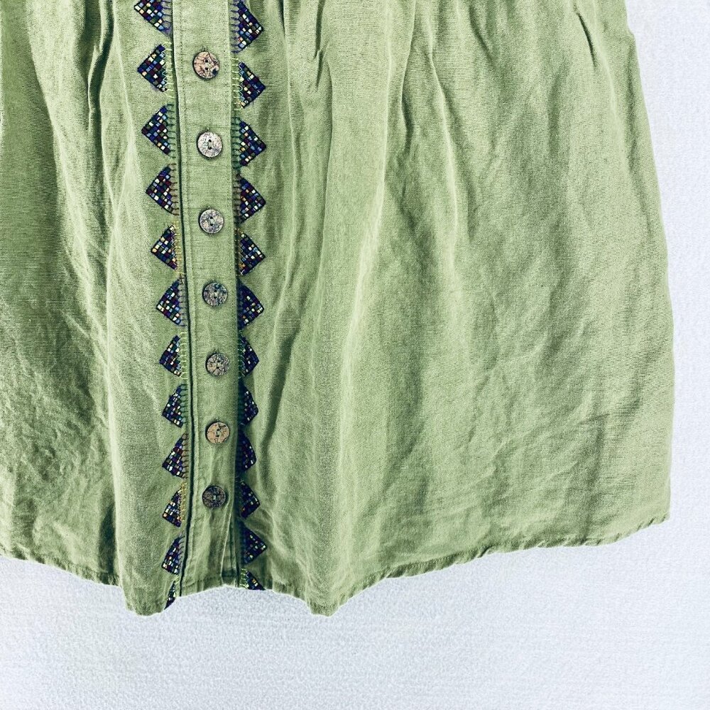 Maeve Cottagecore Skirt Womens 8 Green Embroidered Mini Costal Cowgirl Boho - Picture 2 of 11